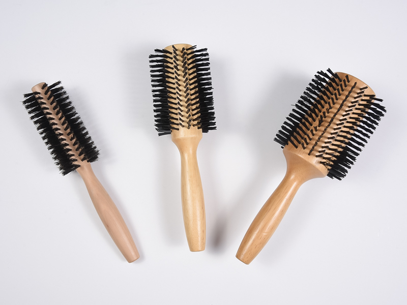 丸型木製竹スタイリングヘアブラシ